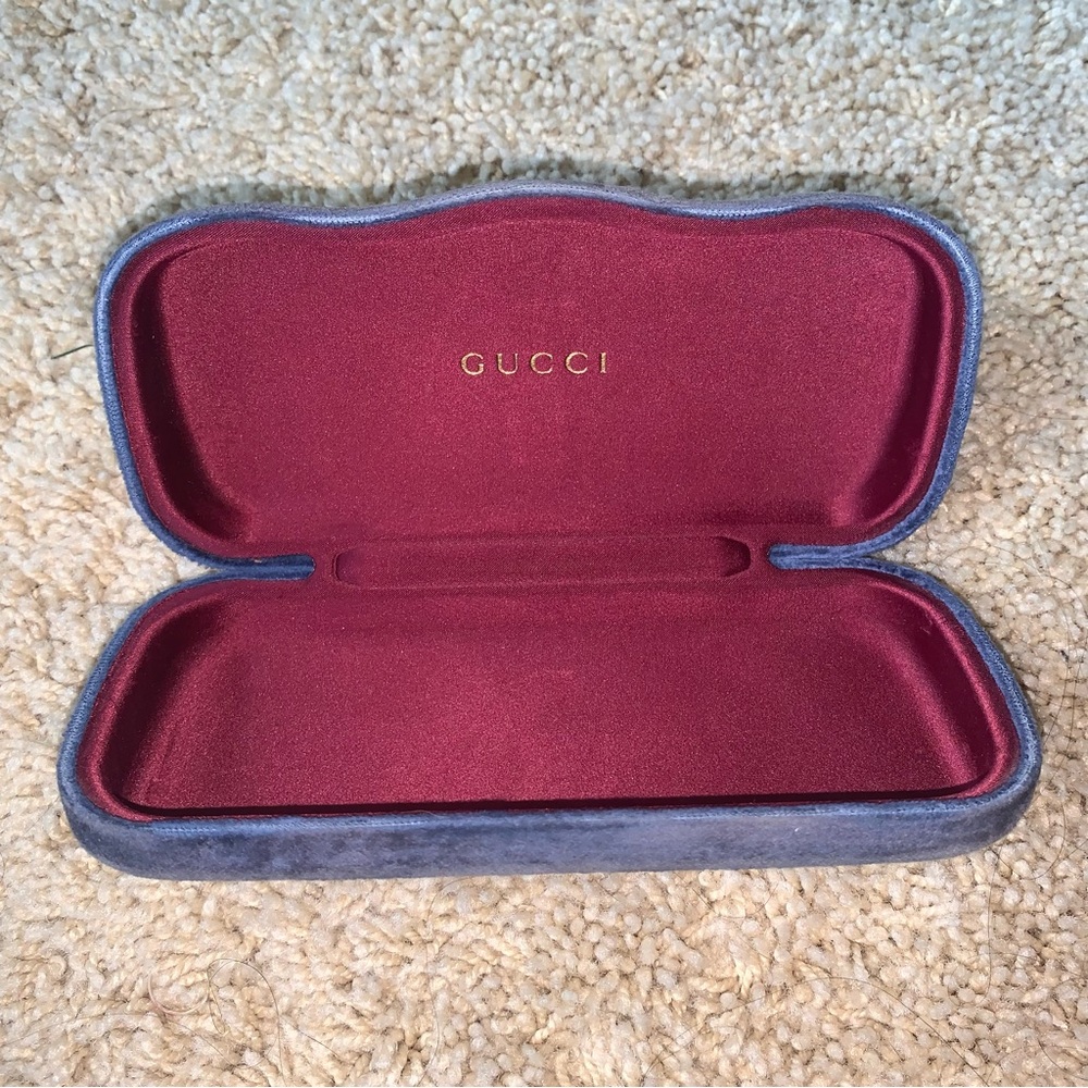 Blue suede Gucci glasses case